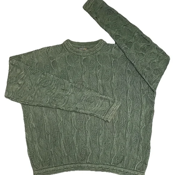 Rare Coogi Basics Authentic Mens Green Cotton Knit Sweater Size Large